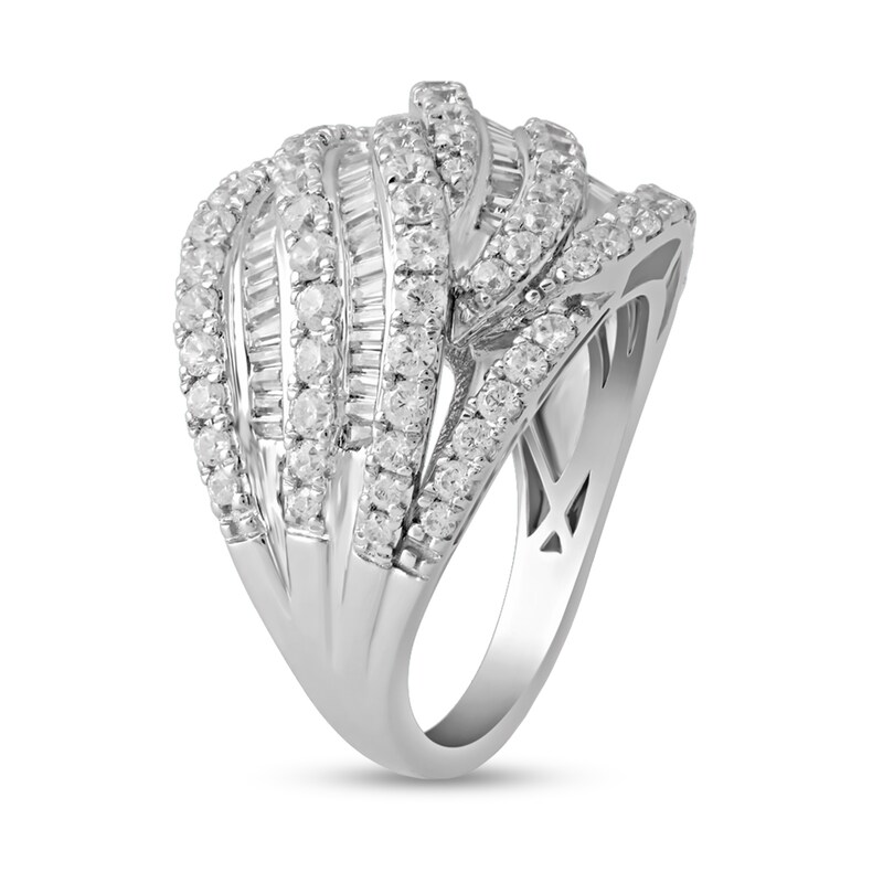 Main Image 2 of 2 CT. T.W. Baguette and Round Diamond Swirl Ring in 10K White Gold
