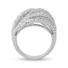 2 CT. T.W. Baguette and Round Diamond Swirl Ring in 10K White Gold