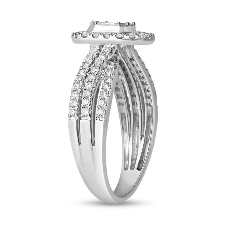 3/4 CT. T.W. Emerald-Cut Diamond Frame Engagement Ring in 14K White Gold