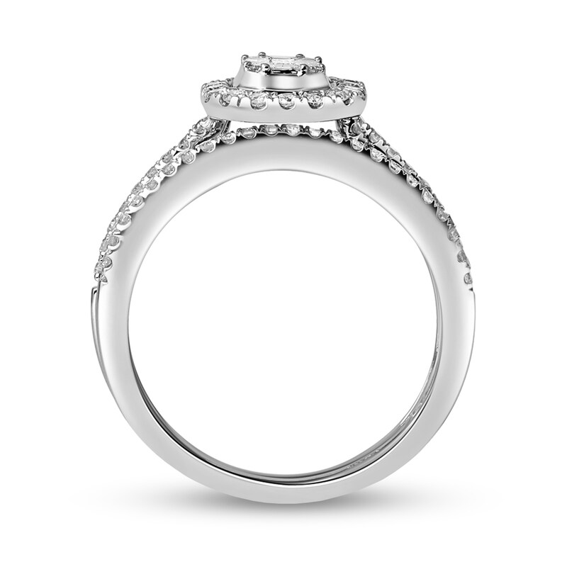 3/4 CT. T.W. Emerald-Cut Diamond Frame Engagement Ring in 14K White Gold