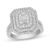 Thumbnail Image 1 of 1-1/2 CT. T.W. Composite Diamond Triple Octagonal Frame Engagement Ring in 14K White Gold