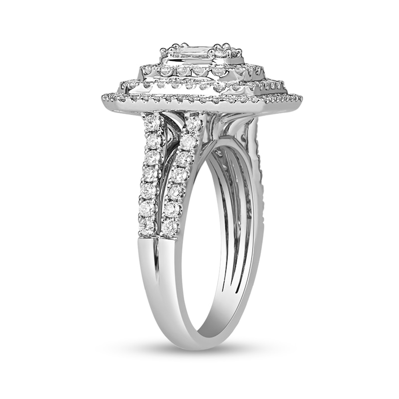Main Image 2 of 1-1/2 CT. T.W. Composite Diamond Triple Octagonal Frame Engagement Ring in 14K White Gold