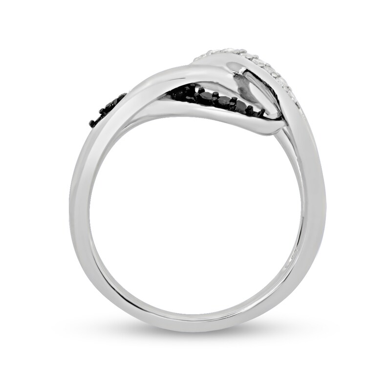 Main Image 3 of 1/4 CT. T.W. Black Enhanced and White Diamond Swirl Ring in Sterling Silver - Size 7