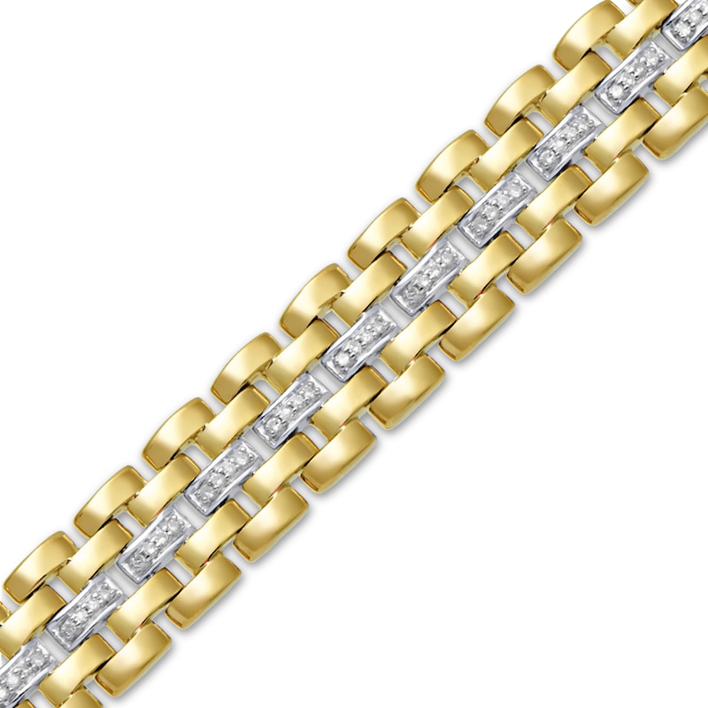 Main Image 1 of 1/2 CT. T.W. Diamond Panther Link Bracelet in Sterling Silver with 14K Gold Plate - 8.5"