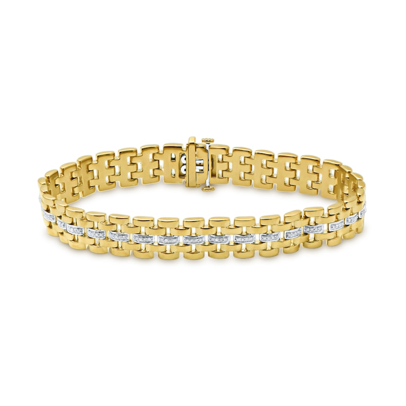 Main Image 2 of 1/2 CT. T.W. Diamond Panther Link Bracelet in Sterling Silver with 14K Gold Plate - 8.5"