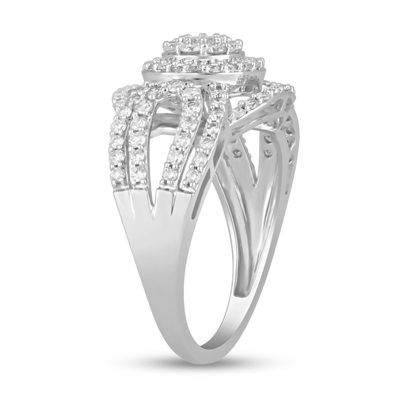 Main Image 2 of 1 CT. T.W. Diamond Double Frame Circles Ring in 10K White Gold
