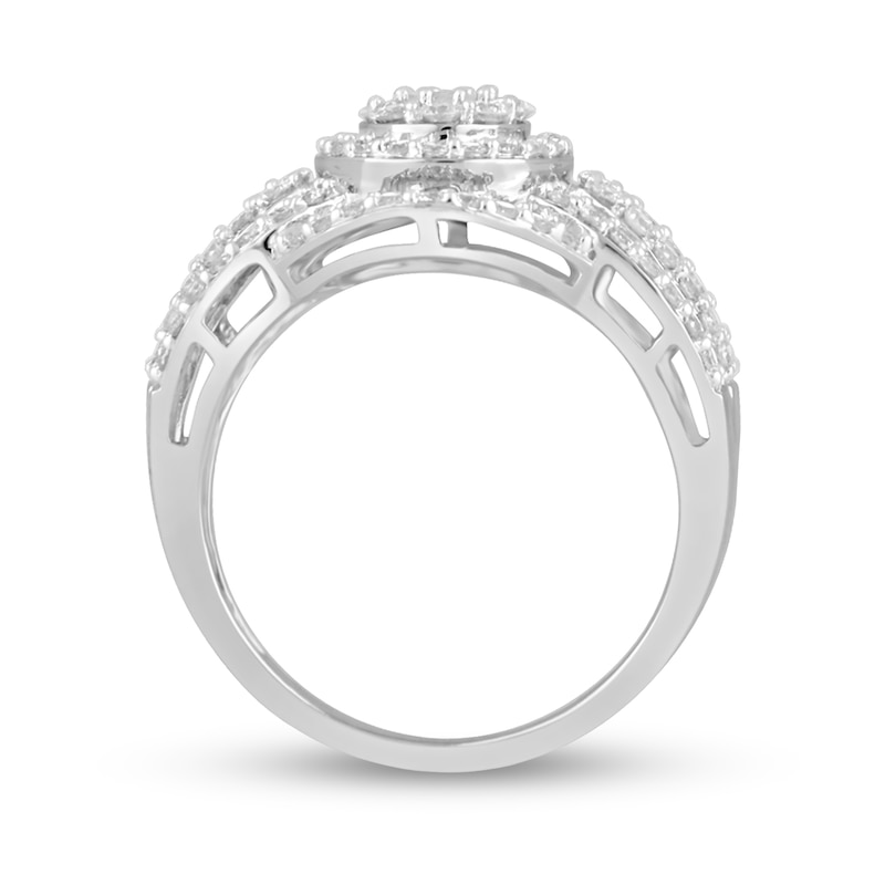 Main Image 3 of 1 CT. T.W. Diamond Double Frame Circles Ring in 10K White Gold