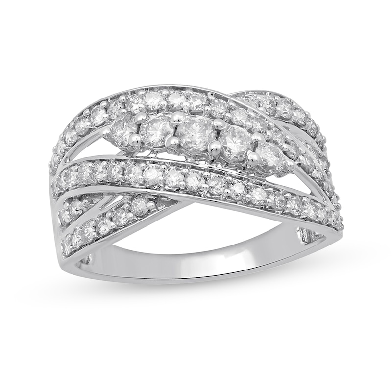 1 CT. T.W. Diamond Swirl Ring in 10K White Gold