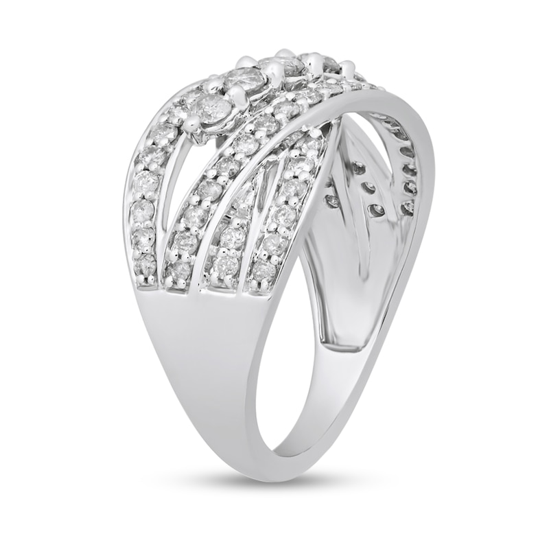 1 CT. T.W. Diamond Swirl Ring in 10K White Gold