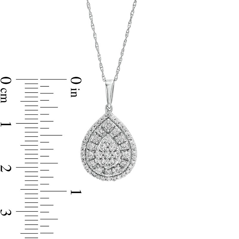 Main Image 3 of 1/2 CT. T.W. Pear-Shaped Multi-Diamond Double Frame Pendant in 10K White Gold