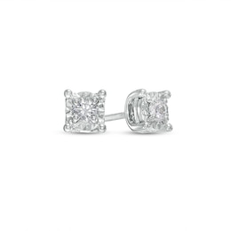 1/10 CT. T.W. Diamond Solitaire Cushion-Shaped Stud Earrings in Sterling Silver (J/I3)
