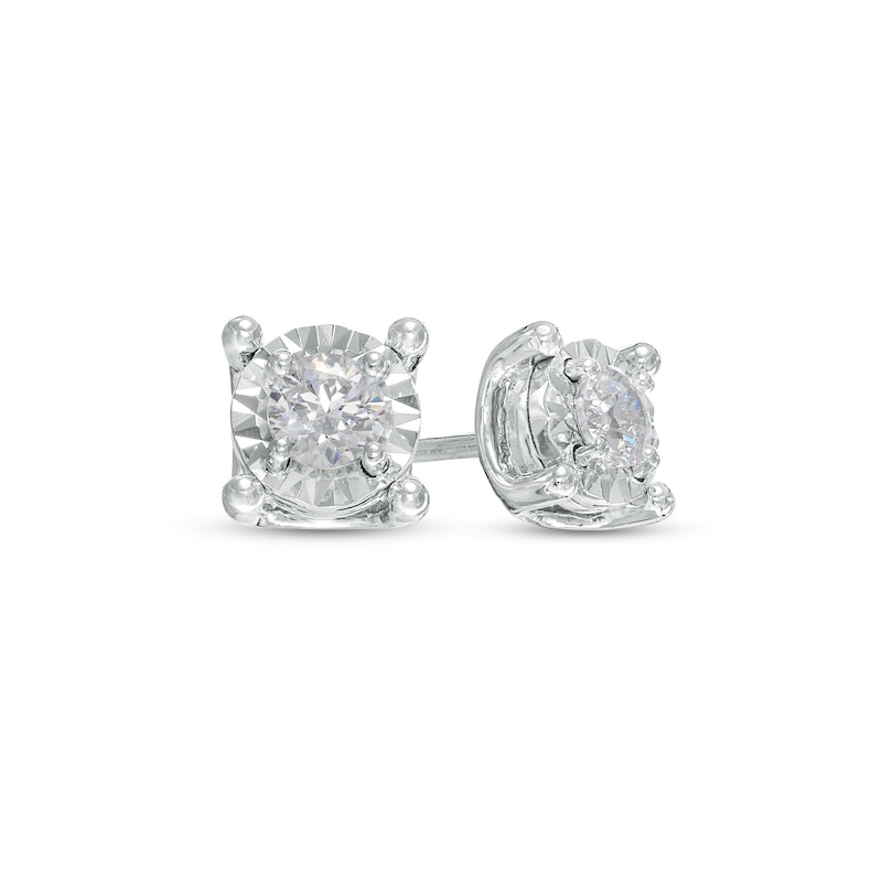 Main Image 1 of 1/5 CT. T.W. Diamond Solitaire Cushion-Shaped Stud Earrings in Sterling Silver (J/I3)