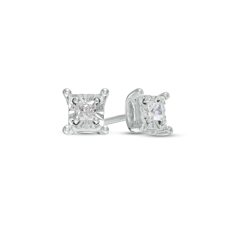 1/5 CT. T.W. Princess-Cut Diamond Solitaire Stud Earrings in 14K White Gold  (J/I3)