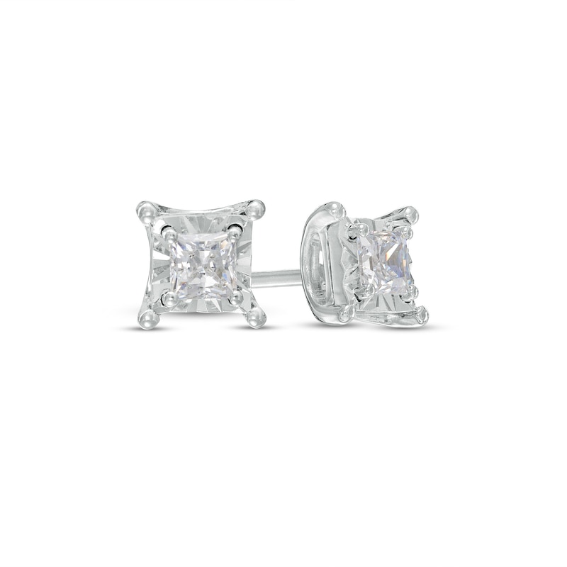 1/5 CT. T.W. Princess-Cut Diamond Solitaire Stud Earrings in Sterling Silver (J/I3)