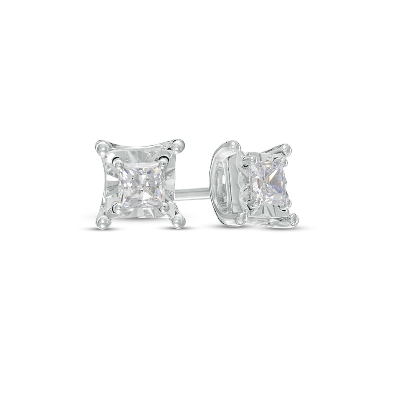 Main Image 1 of 1/5 CT. T.W. Princess-Cut Diamond Solitaire Stud Earrings in Sterling Silver (J/I3)