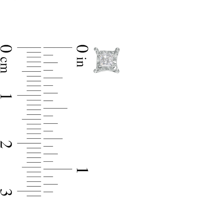 Main Image 2 of 1/5 CT. T.W. Princess-Cut Diamond Solitaire Stud Earrings in Sterling Silver (J/I3)