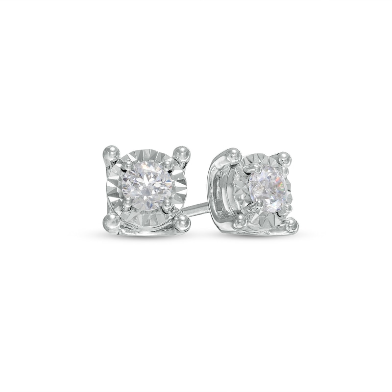 Main Image 1 of 1/4 CT. T.W. Diamond Solitaire Cushion-Shaped Stud Earrings in Sterling Silver (J/I3)