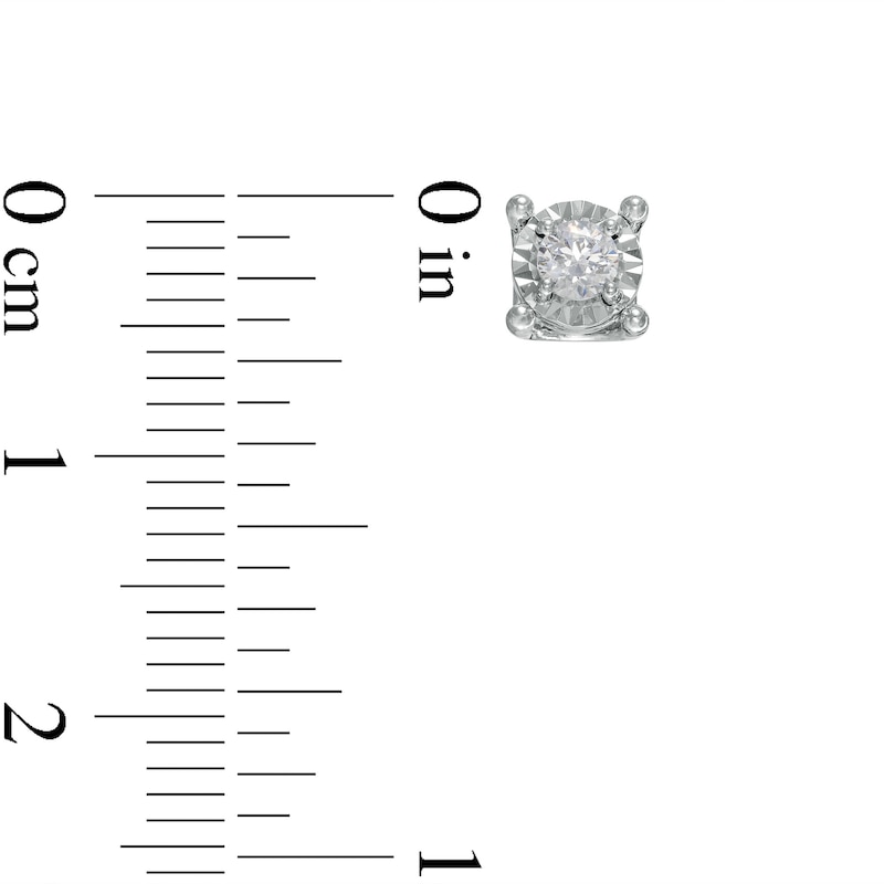 Main Image 2 of 1/4 CT. T.W. Diamond Solitaire Cushion-Shaped Stud Earrings in Sterling Silver (J/I3)