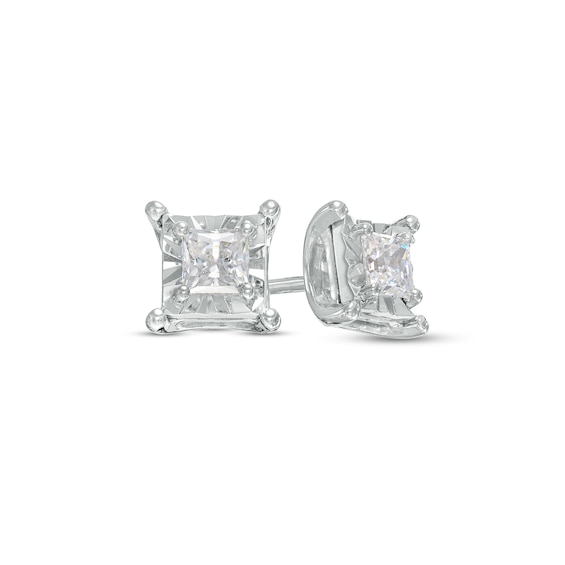 1/4 CT. T.W. Princess-Cut Diamond Solitaire Stud Earrings in Sterling Silver (J/I3) 1/4 CT. T.W. Princess-Cut Diamond Solitaire Stud Earrings in Sterling Silver (J/I3)