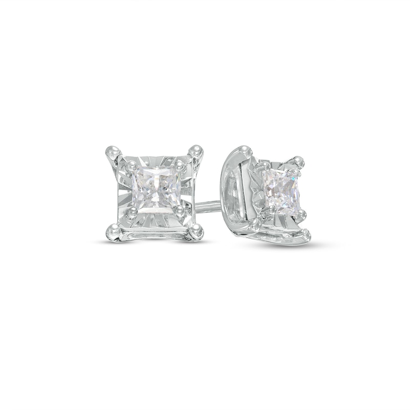 1/4 CT. T.W. Princess-Cut Diamond Solitaire Stud Earrings in Sterling Silver (J/I3)
