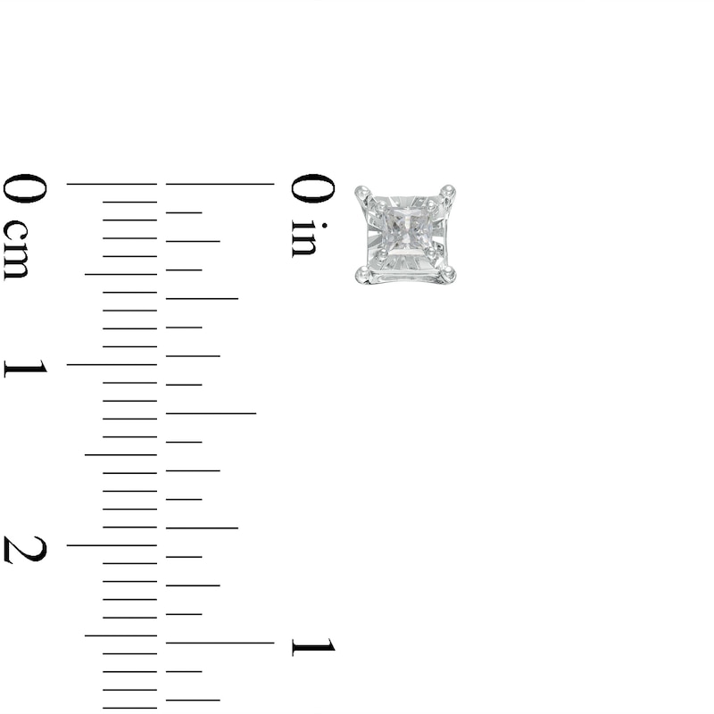 Main Image 2 of 1/4 CT. T.W. Princess-Cut Diamond Solitaire Stud Earrings in Sterling Silver (J/I3)