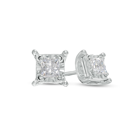 1/3 CT. T.W. Princess-Cut Diamond Solitaire Stud Earrings in Sterling Silver (J/I3) 1/3 CT. T.W. Princess-Cut Diamond Solitaire Stud Earrings in Sterling Silver (J/I3)