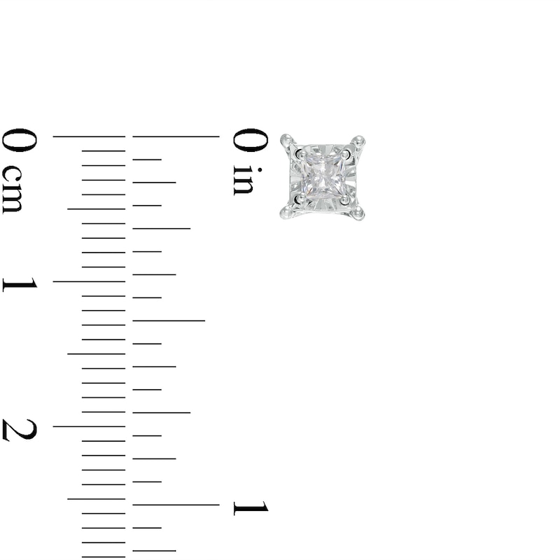 Main Image 2 of 1/3 CT. T.W. Princess-Cut Diamond Solitaire Stud Earrings in Sterling Silver (J/I3)