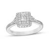 Thumbnail Image 0 of Vera Wang Love Collection 5/8 CT. T.W. Emerald-Cut Diamond Double Frame Engagement Ring in 14K White Gold