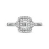 Thumbnail Image 2 of Vera Wang Love Collection 5/8 CT. T.W. Emerald-Cut Diamond Double Frame Engagement Ring in 14K White Gold