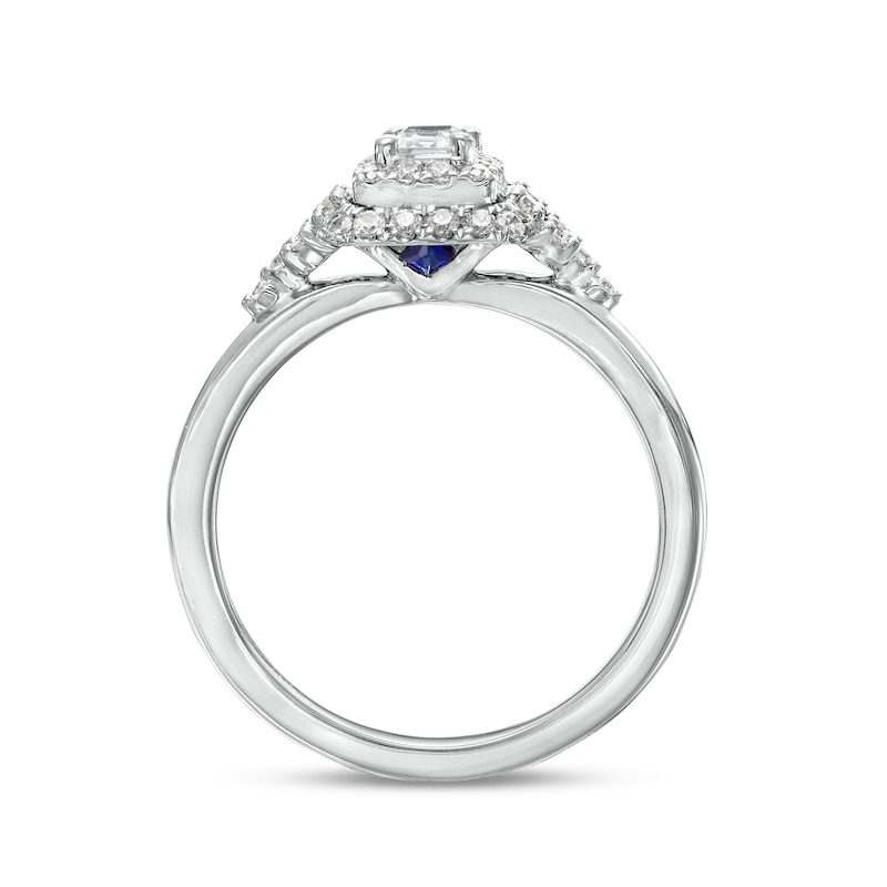 Vera Wang Love Collection 5/8 CT. T.W. Emerald-Cut Diamond Double Frame Engagement Ring in 14K White Gold