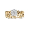 Thumbnail Image 4 of 1/3 CT. T.W. Diamond Frame Vine-Shank Vintage-Style Interlocking Bridal Set in 10K Gold