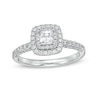 Thumbnail Image 1 of 1 CT. T.W. Certified Princess-Cut Diamond Cushion Frame Engagement Ring in Platinum (I/SI2)