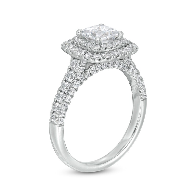 Main Image 3 of 2 CT. T.W. Certified Princess-Cut Diamond Frame Engagement Ring in Platinum (I/SI2)