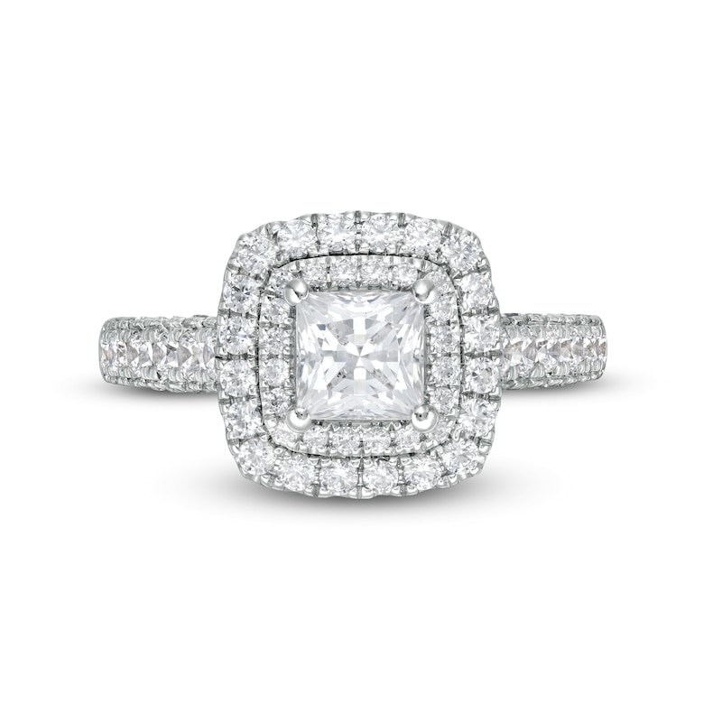 Main Image 4 of 2 CT. T.W. Certified Princess-Cut Diamond Frame Engagement Ring in Platinum (I/SI2)