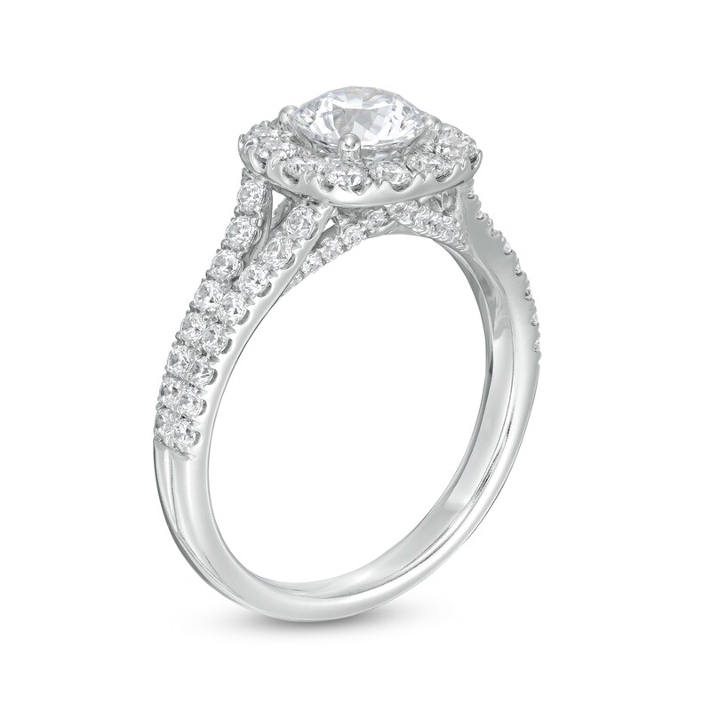 Main Image 3 of 1-7/8 CT. T.W. Certified Diamond Frame Split Shank Engagement Ring in Platinum (I/SI2)