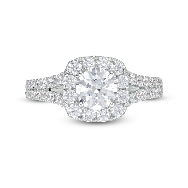 Main Image 4 of 1-7/8 CT. T.W. Certified Diamond Frame Split Shank Engagement Ring in Platinum (I/SI2)