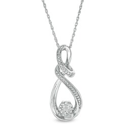 Diamond Accent Double Row Infinity Loop Pendant in Sterling Silver