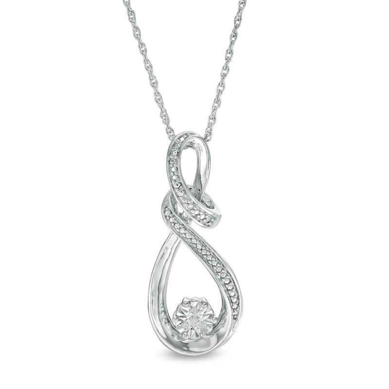 Main Image 1 of Diamond Accent Double Row Infinity Loop Pendant in Sterling Silver