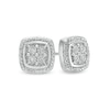 Composite Diamond Accent Cushion-Shaped Frame Stud Earrings in Sterling Silver