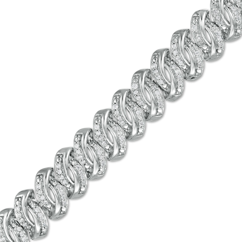 Main Image 1 of 1 CT. T.W. Diamond Swirl Links Line Bracelet in Sterling Silver