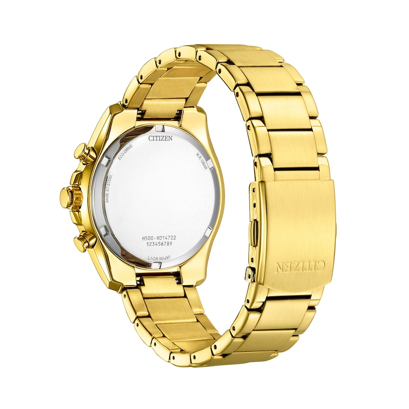 Main Image 3 of Men's Citizen Eco-Drive® Gold-Tone Chronograph Watch with Black Dial (Model: AT2132-53E)