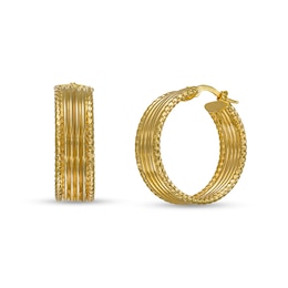 20.0mm Diamond-Cut Border Multi-Row Hoop Earrings in 14K Gold