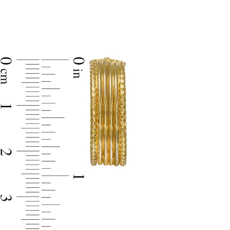 20.0mm Diamond-Cut Border Multi-Row Hoop Earrings in 14K Gold