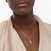 Thumbnail Image 2 of Diamond-Cut Cross Drop and Paper Clip Link "Y" Necklace in 10K Gold