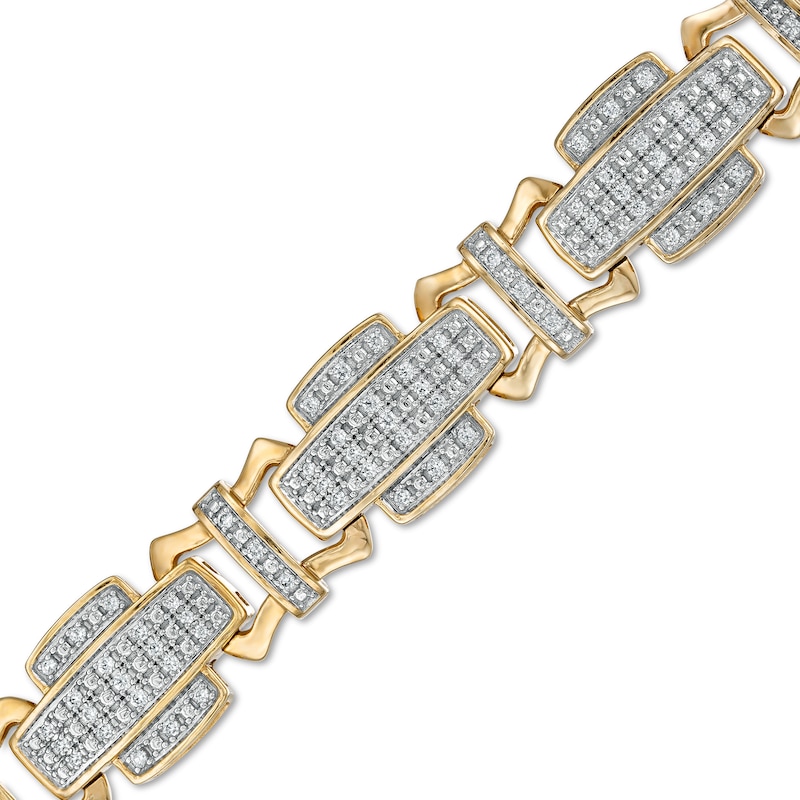 Men's 1-1/2 CT. T.W. Diamond Layered Cross Link Bracelet in 10K Gold