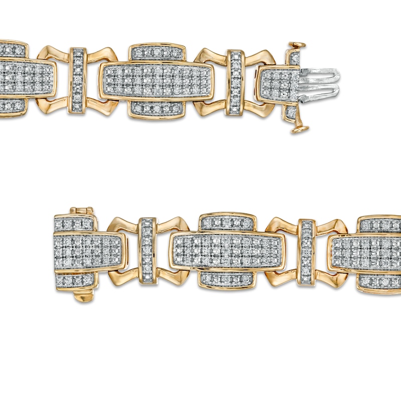 Men's 1-1/2 CT. T.W. Diamond Layered Cross Link Bracelet in 10K Gold