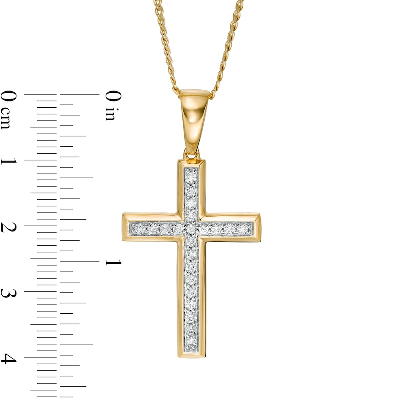 Mens 14K Two-Tone Gold Diamond-Cut Crucifix Necklace 