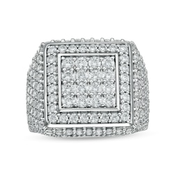 Men's 4 CT. T.W. Square Composite Diamond Double Frame Ring in 10K White Gold