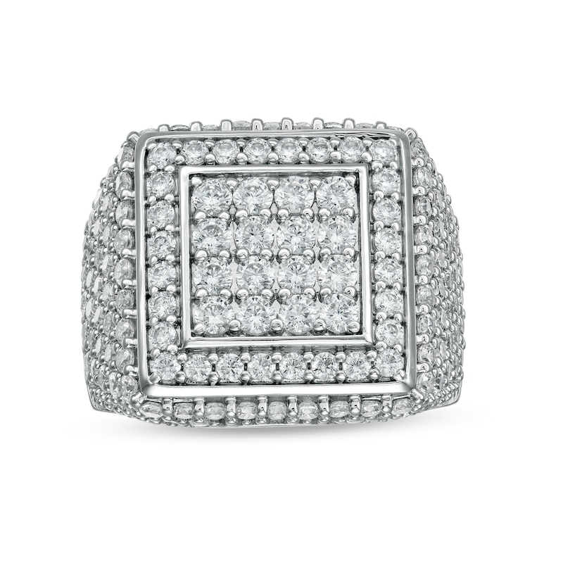 Main Image 1 of Men's 4 CT. T.W. Square Composite Diamond Double Frame Ring in 10K White Gold