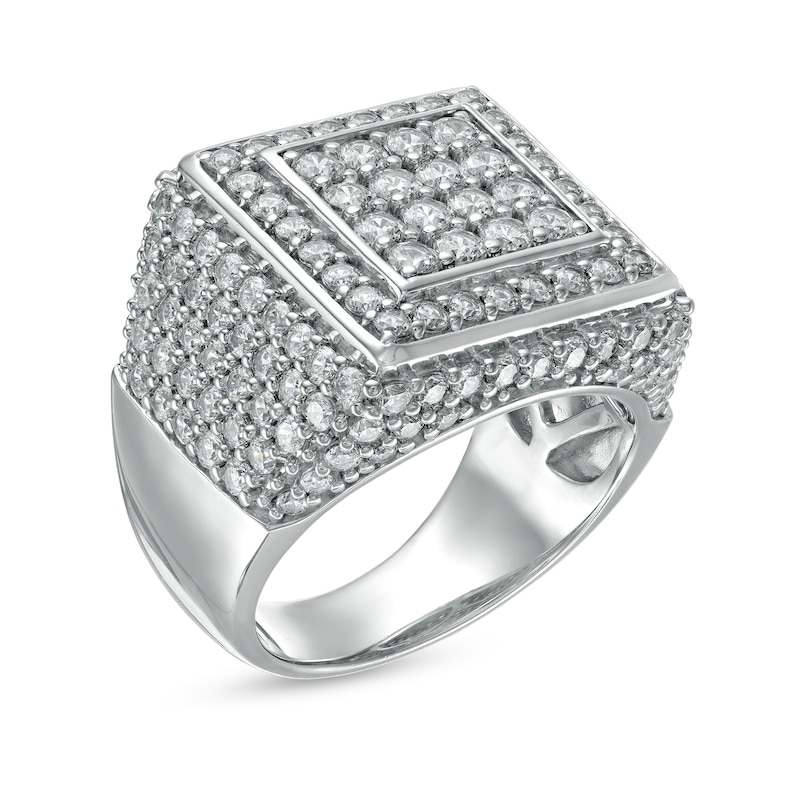 Main Image 2 of Men's 4 CT. T.W. Square Composite Diamond Double Frame Ring in 10K White Gold
